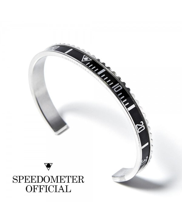 Bracelet Speedometer Noir et Inox Poli Bracelet Speedometer Noir et Inox Poli