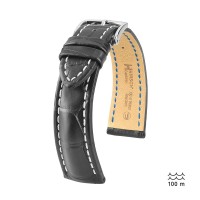 Bracelet Hirsch Capitano alligator noir 20mm