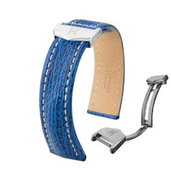 Bracelet en requin bleu  NAVIGATOR 22mm avec boucle deployante inox