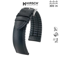 Bracelet Hirsch JAMES cuir lisse Performance noir 22mm