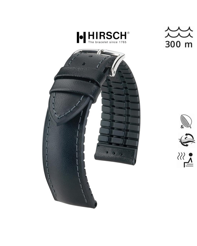 Watchstrap Hirsch JAMES Performance black 22mm