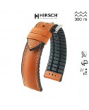 Bracelet Hirsch JAMES cuir lisse Performance Marron Doré 20mm