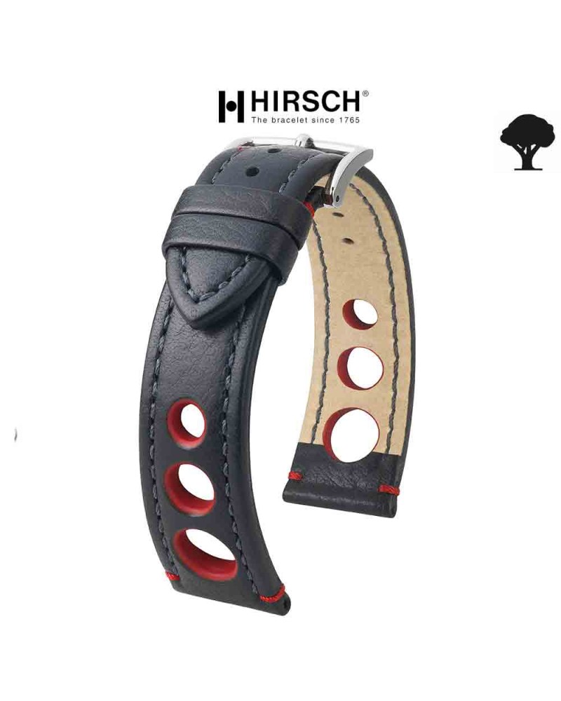 Watchstrap Hirsch Rally black and red 22mm