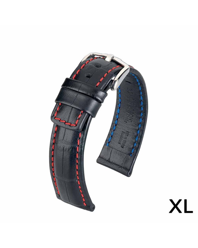 Watchstrap XL Hirsch Grand Duke Black 22mm