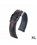 Bracelet XL Hirsch Grand Duke Noir 22mm couture rouge