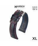 Bracelet XL Hirsch Grand Duke Noir 22mm couture rouge