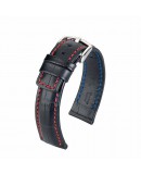 Bracelet Hirsch Grand Duke Noir 24mm couture rouge waterproof