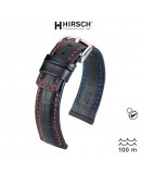 Bracelet Hirsch Grand Duke Noir 24mm couture rouge waterproof