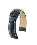 Bracelet Hirsch Heavy Calf Noir 22mm couture blanche