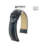 Bracelet Hirsch Heavy Calf Noir 18mm couture blanche