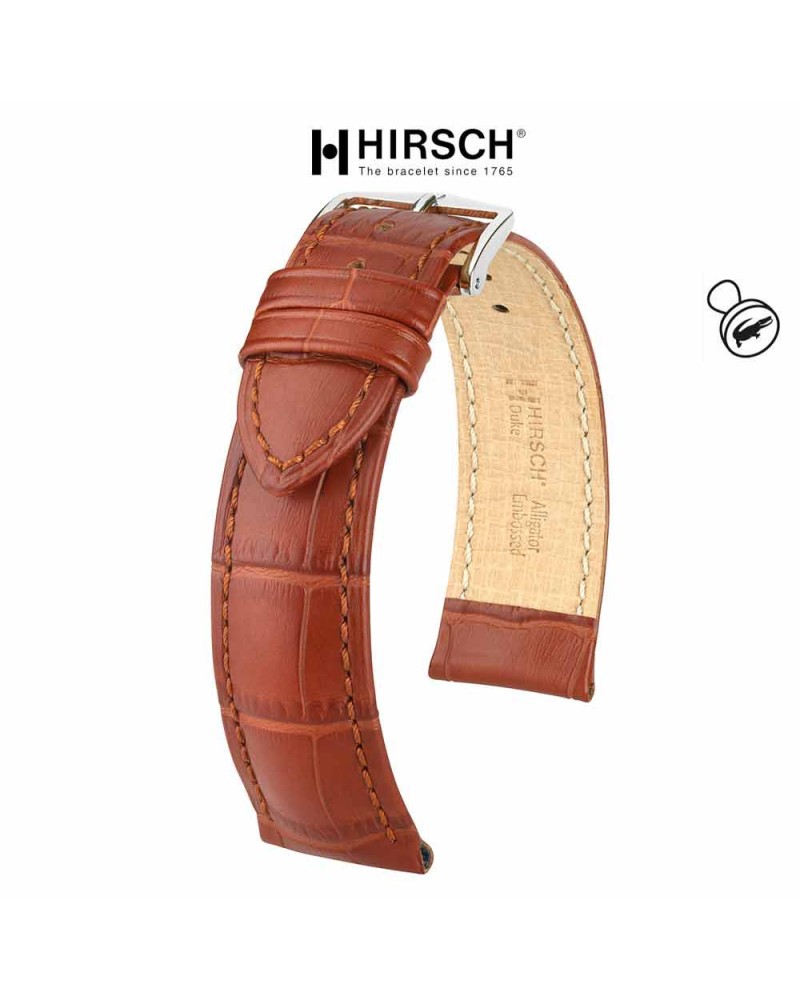 Watchstrap Hirsch DUKE gold brown 18mm
