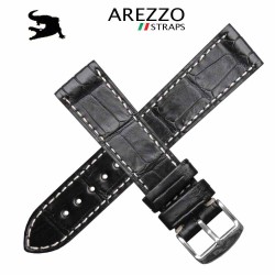 Arezzo DARK-CROCO 22mm crocodile NOIR