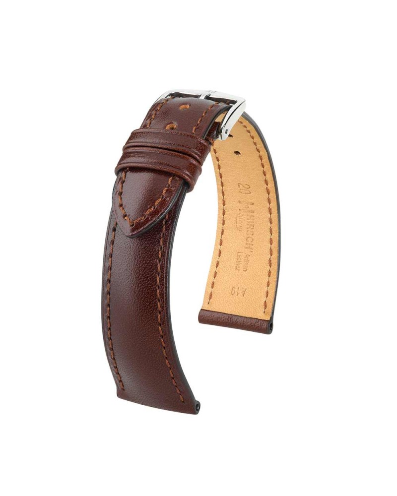 Watchstrap Hirsch Siena dark brown 18mm Tuscan leather