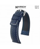 Bracelet Hirsch Carbone Bleu 18mm couture blanche