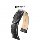 Bracelet Hirsch Modena Noir 20mm couture blanche