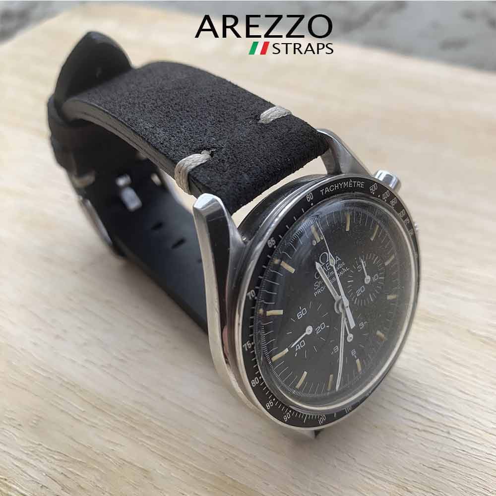 Bracelet De Montre En Cuir Carbone Noir - Couture Blanche - Largeurs 18,20,22,24mm - NEUF Watchband Berlin