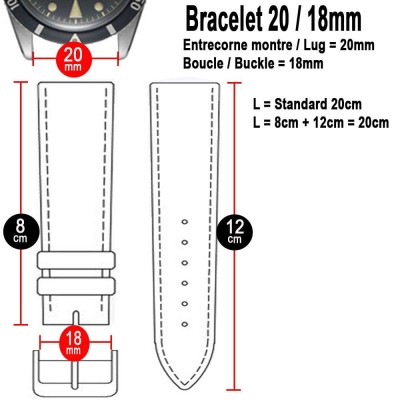 Watchstrap Arezzo HORSEMAN 20mm Black red stich