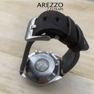Arezzo HORSEMAN 22mm Barbour leather Black white stich