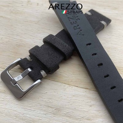 Arezzo HORSEMAN 22mm Barbour leather Black white stich