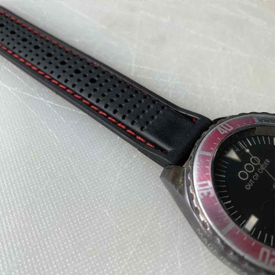 Diving bracelet 20mm black red stiching