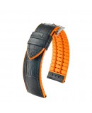 Bracelet Hirsch Andy Orange 22mm Cuir Noir