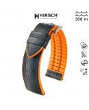 Bracelet Hirsch Andy Orange 22mm Cuir Noir