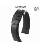 Bracelet Hirsch RUNNER cuir noir lisse 20mm waterproof