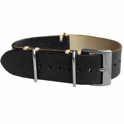 Bracelet NATO Arezzo Cuir noir 20mm