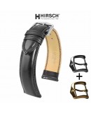 Bracelet Hirsch ASCOTT cuir noir lisse 20mm