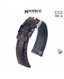 Bracelet Hirsch Grand Duke Noir 20mm couture rouge