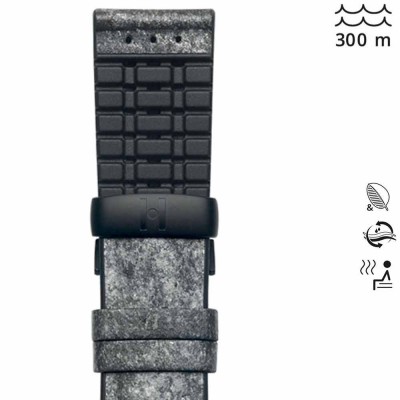 Watchstrap Hirsch STONE GREY 20mm deployment buckle black pvd