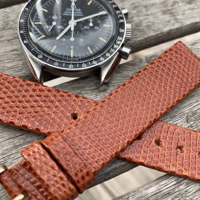 Watchstrap Hirsch LIZARD gold brown 18mm