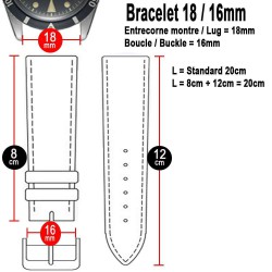 Bracelet de montre Genuine CROCO noir 18mm