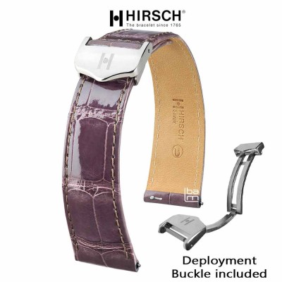 Bracelet Hirsch SAVOIR ALLIGATOR purple 18mm