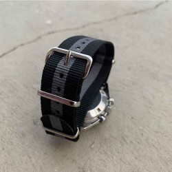 bracelet nato noir gris noir 20mm