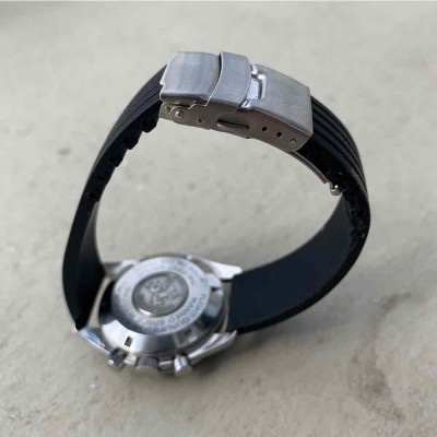 Diving bracelet 20mm black silicon deployment buckle