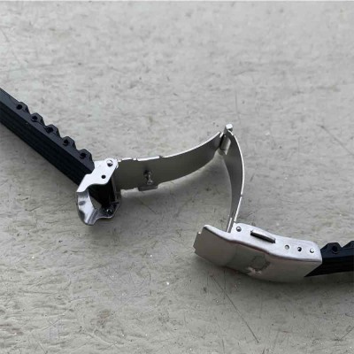 Diving bracelet 20mm black silicon deployment buckle