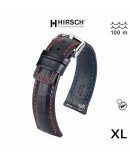 Bracelet XL Hirsch Grand Duke Noir 20mm couture rouge