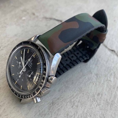 Watchstrap Hirsch JOHN green 22mm and black rubber