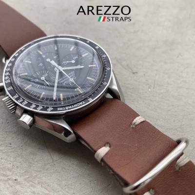 NATO STRAP Arezzo NATOSCAN 20mm dark brown leather