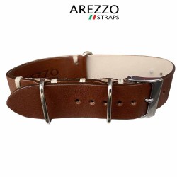 Bracelet NATO Arezzo Cuir marron 20mm