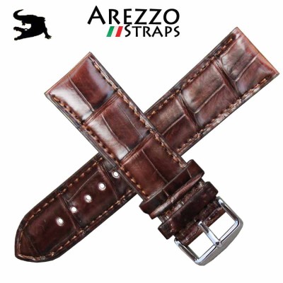 Watchstrap AREZZO SQUARE CROCODILE brown 20mm