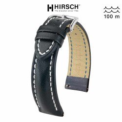 Bracelet Hirsch Heavy Calf Noir 22mm couture blanche