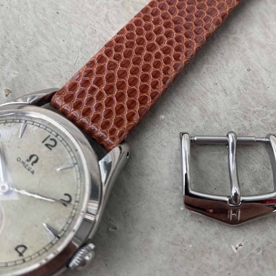 Watchstrap Hirsch LIZARD gold brown 18mm