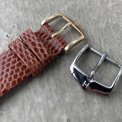 Watchstrap Hirsch LIZARD gold brown 18mm