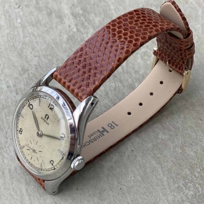 Watchstrap Hirsch LIZARD gold brown 18mm