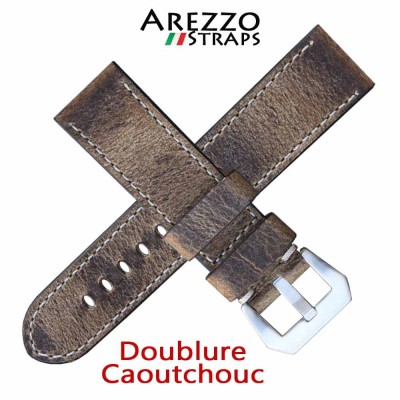 Watchstrap Arezzo MILITARE 24mm veal Leather - matt