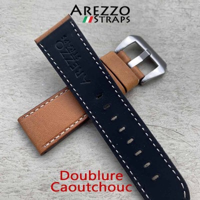 Bracelet Arezzo MILITARE 24mm beige doublure caoutchouc