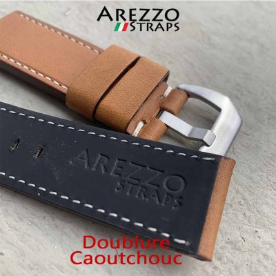 Bracelet Arezzo MILITARE 24mm beige doublure caoutchouc