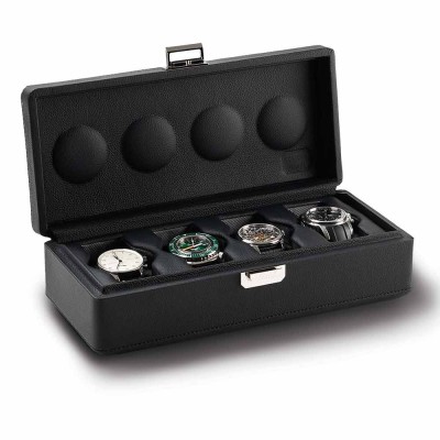 Coffret 4 Montres - Valigetta 4 cuir noir Scatola del tempo